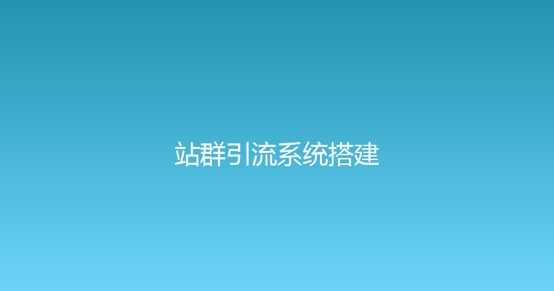 站群引流系统搭建 封面图
