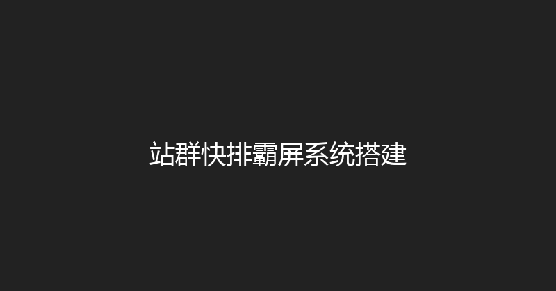 站群快排霸屏系统搭建 封面图