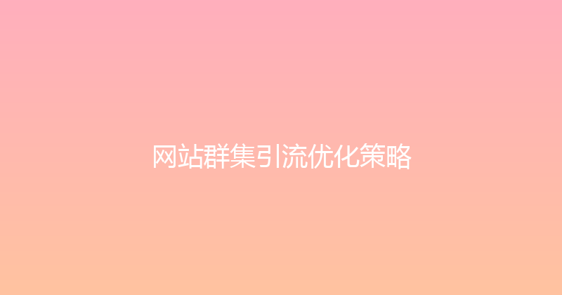 网站群集引流优化策略 封面图